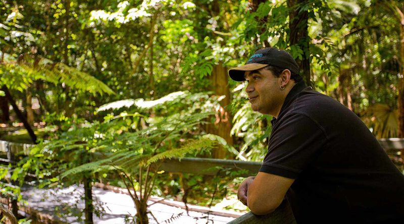 Ranger Bernie in the rainforest, Booderee National Park.