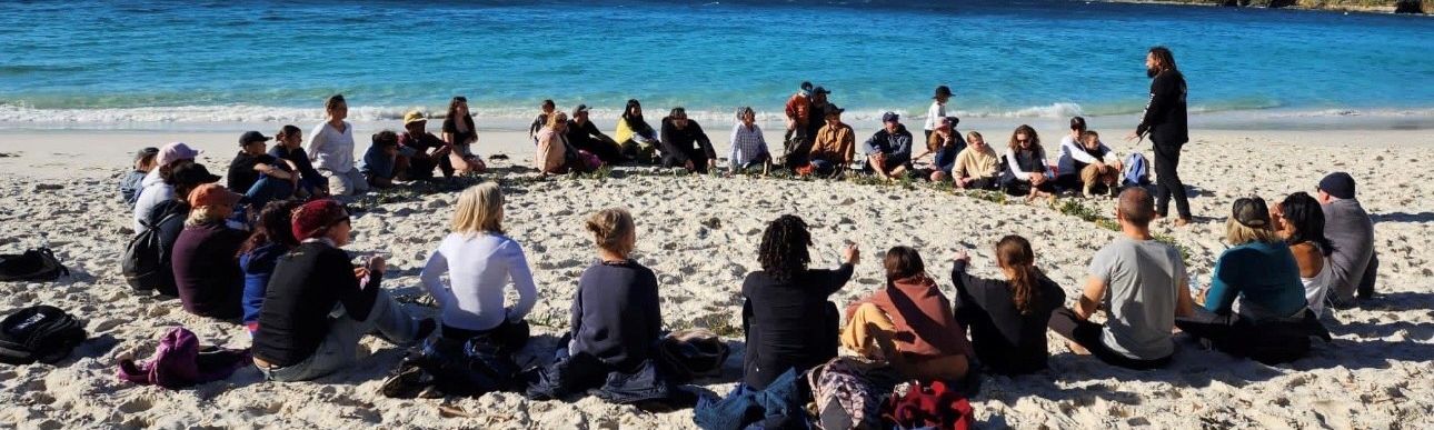 Matt Simms presenting a tour on Murrays beach