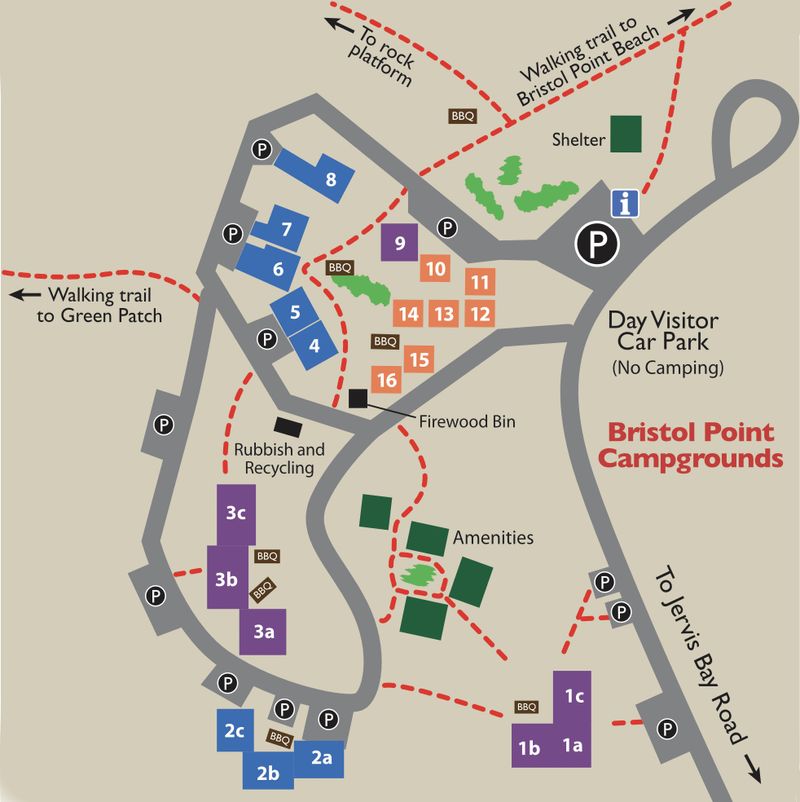 Bristol Point camping map, for enquiries contact booderee.mail@dcceew.gov.au.